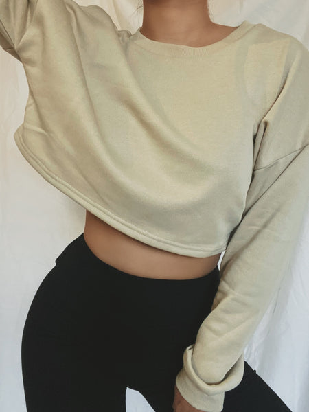 Aster Cropped Sweater Beige
